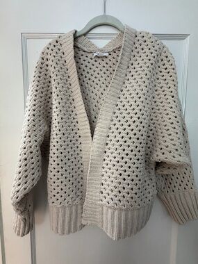 eesome Chunky Open-Knit Cardigan Sweater - Cream